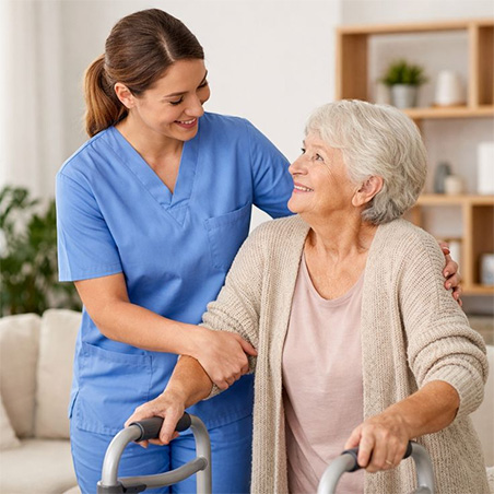 Caregiver with patient